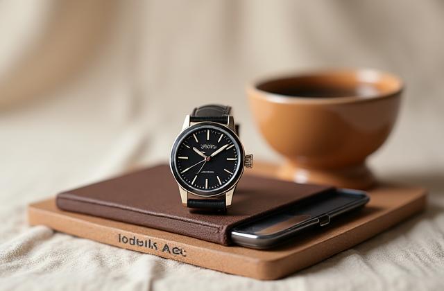 Produk mewah bersinar di atas meja dengan latar belakang yang bergaya, fotografi komersial.