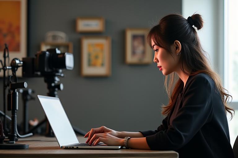 Pengasas Gelap Terang sedang menyemak hasil fotografi